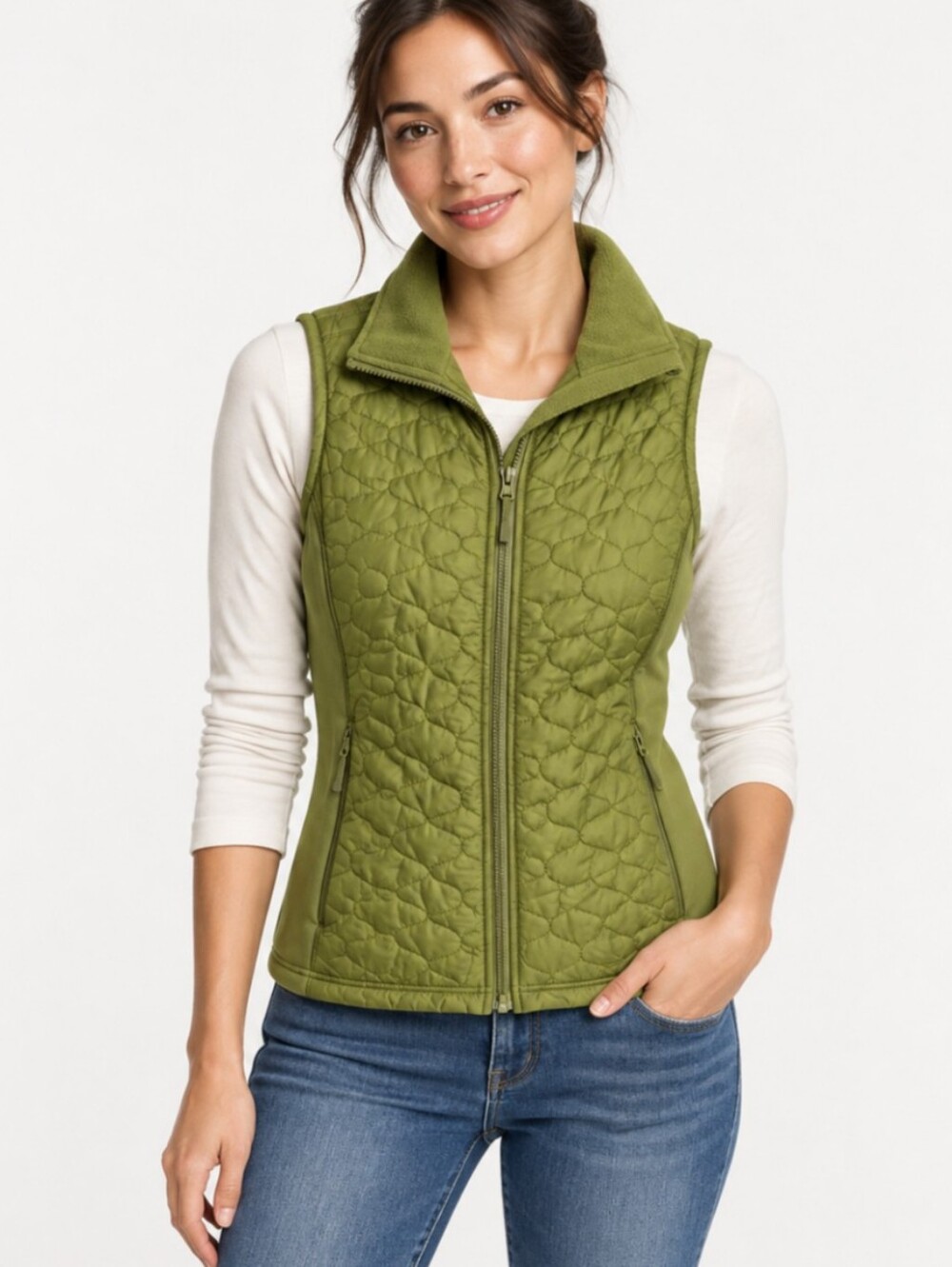 LL Bean Size XS Green Quilted Vest Thinsulate Lightweight insulated Puffer